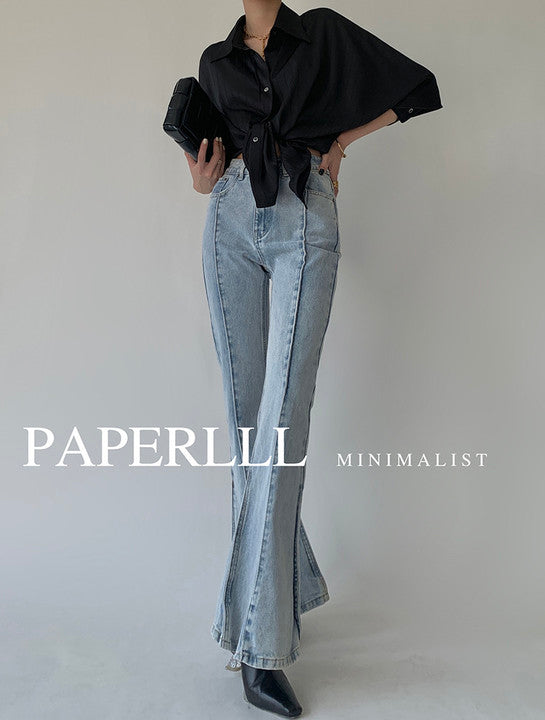 Satin Ballon Black Sleeve Blouse