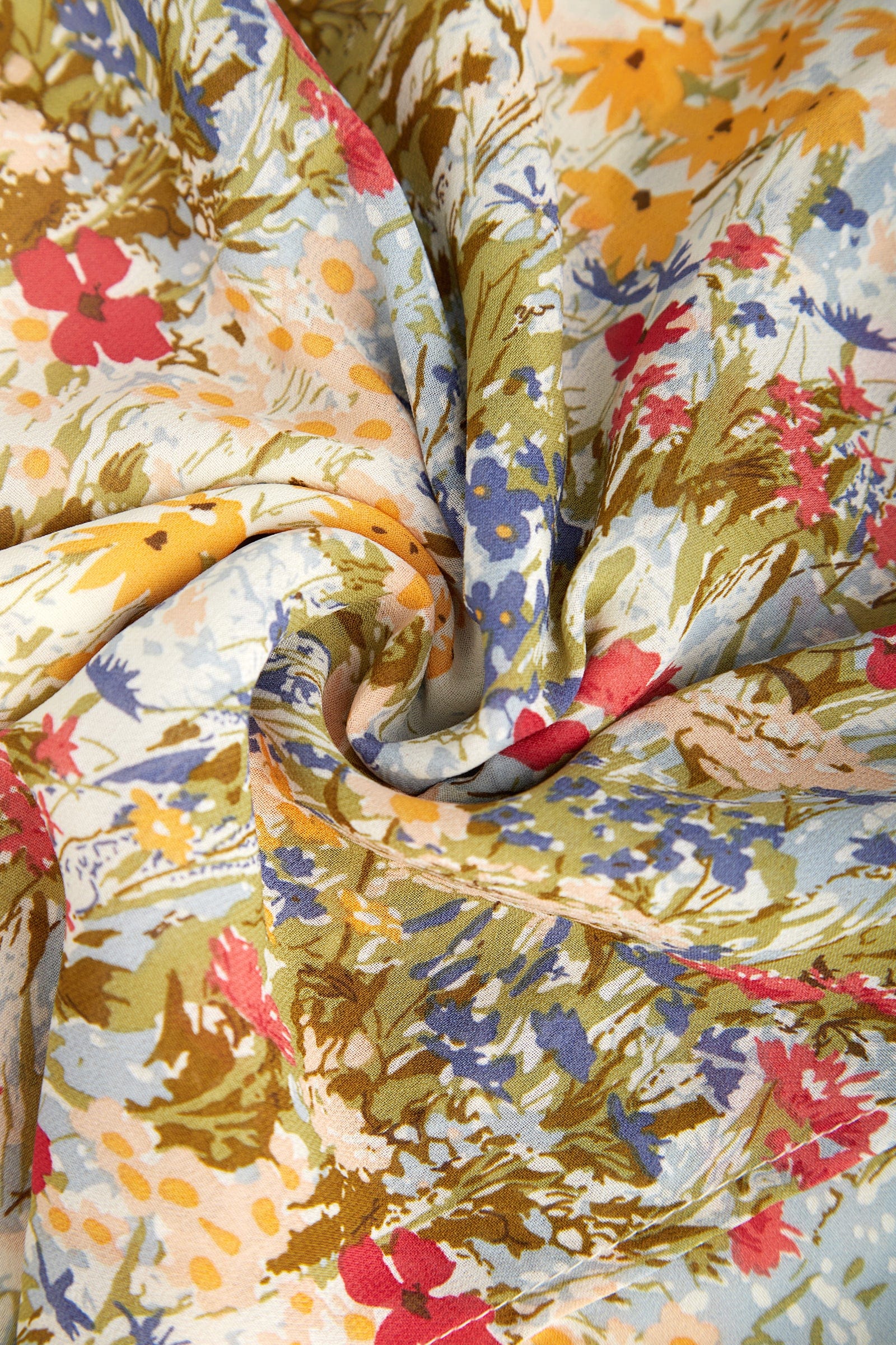 Multicolor Floral Print Tie Strap Wrap Midi Dress