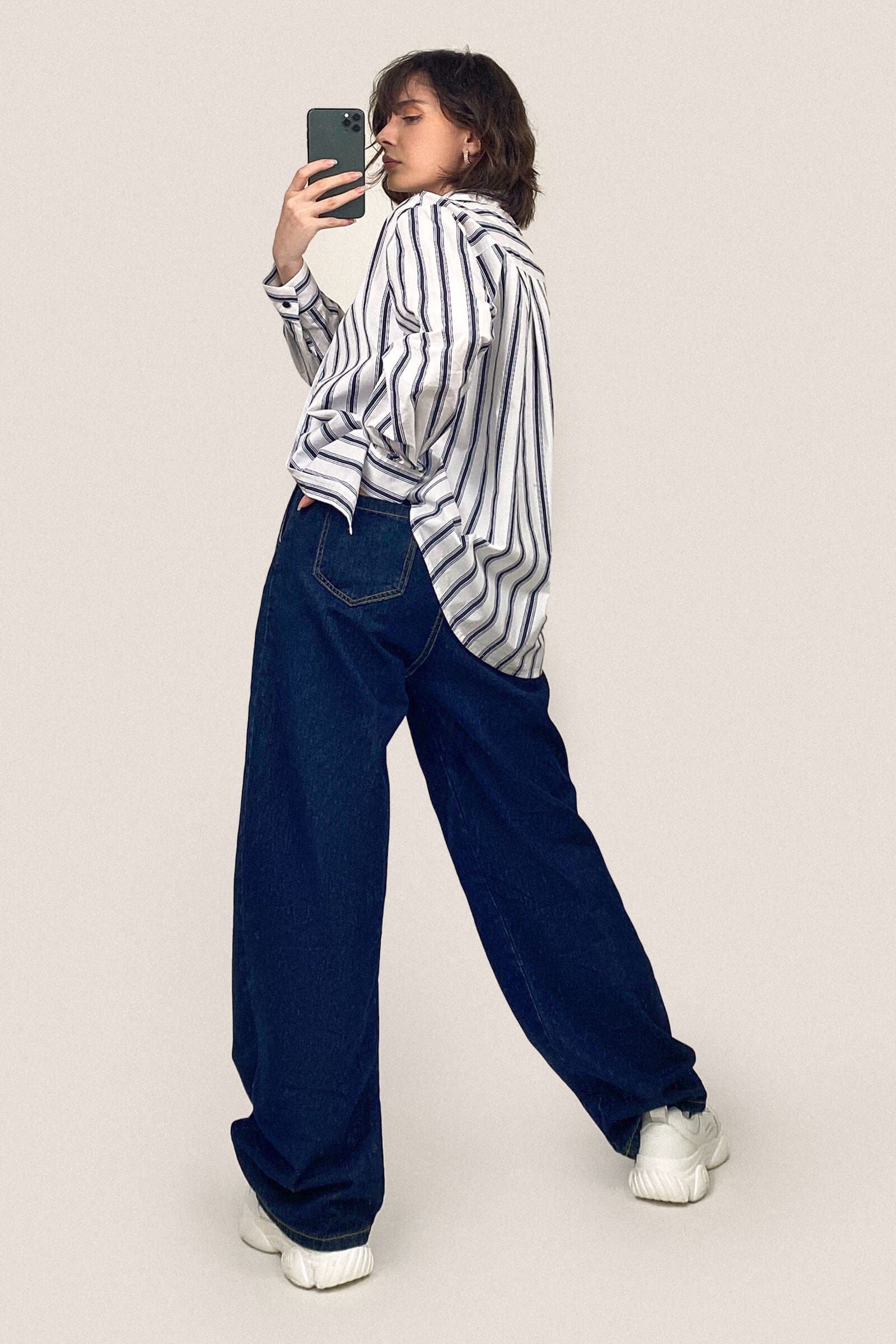 Royal Blue Full-Length Wide Leg Jeans