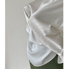 Satin Ballon White Sleeve Blouse