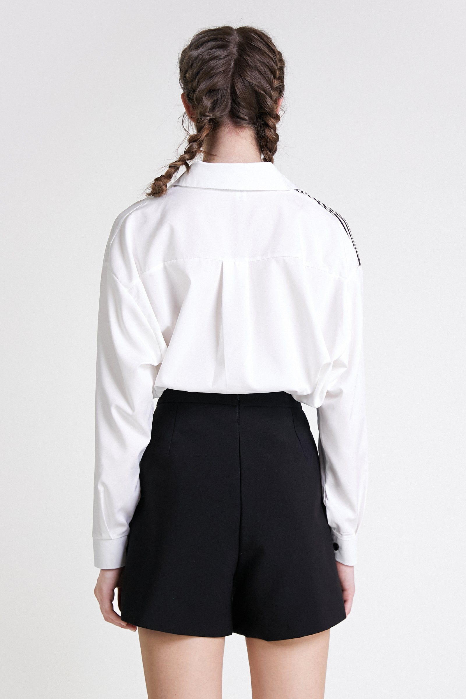 White Stripe Contrast Button Front Shirt