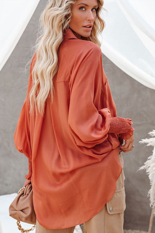 Love Life Oversized Pocket Balloon Sleeve Shirt - 3 Colors