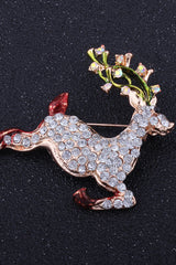 Christmas Elk Rhinestone Brooch