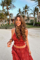 Reinette Bohemian Ruffled Brick Red Set