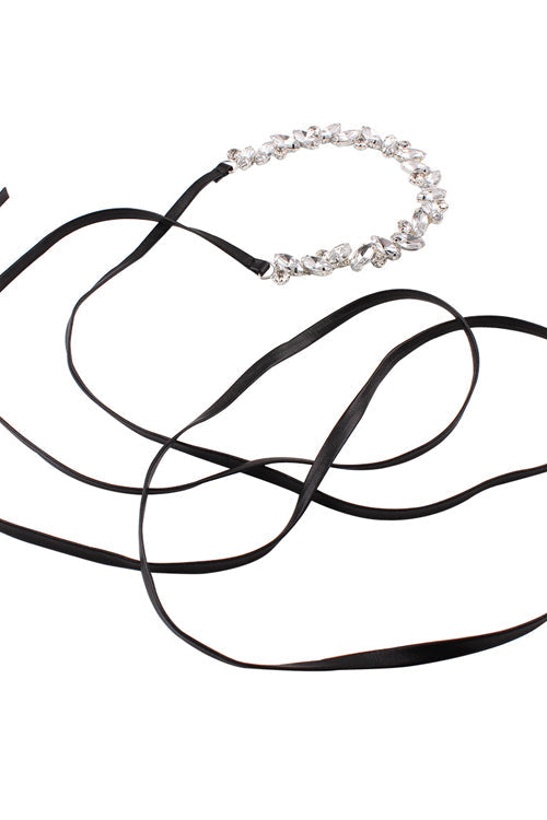 Crystal Leather Punk Choker