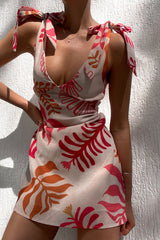 Your Sweetie Tie-Strap Print Mini Dress