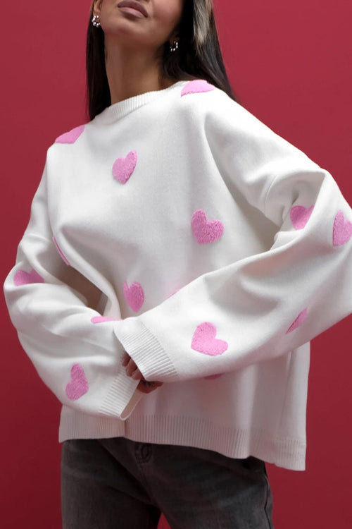 Warmly Adorable Heart Oversized Knit Top - 7 Colors