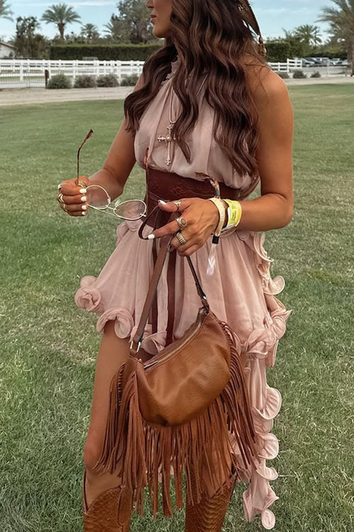 Sweet Potential Ruffled Sleeveless Chiffon Suit - 6 Colors