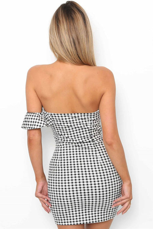 Ruffle Tartan Shift Mini Dress