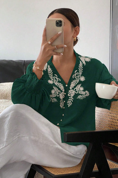 Everyday Luck Floral Embroidered Cotton Top - 5 Colors