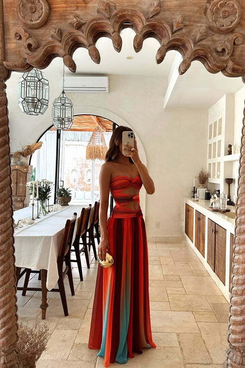 Vibrant Babe Strapless Maxi Dress