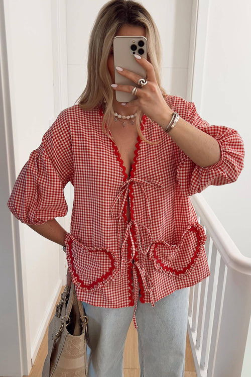 Perfectly You Tie-Front Gingham Top - 10 Colors