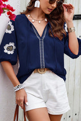 Waiting For Love Floral Embroidery Short Sleeve Top - 3 Colors