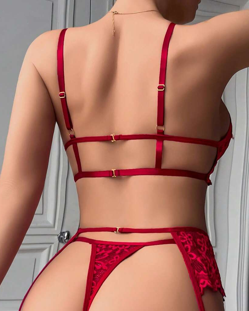 Lace Chain Harness Lingerie Set