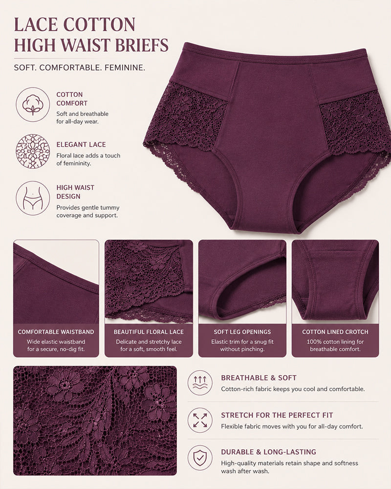 Multiple-Pack Cotton Lace Patchwork Briefs