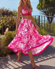 Cut-Out Floral Print Swimsuit Set