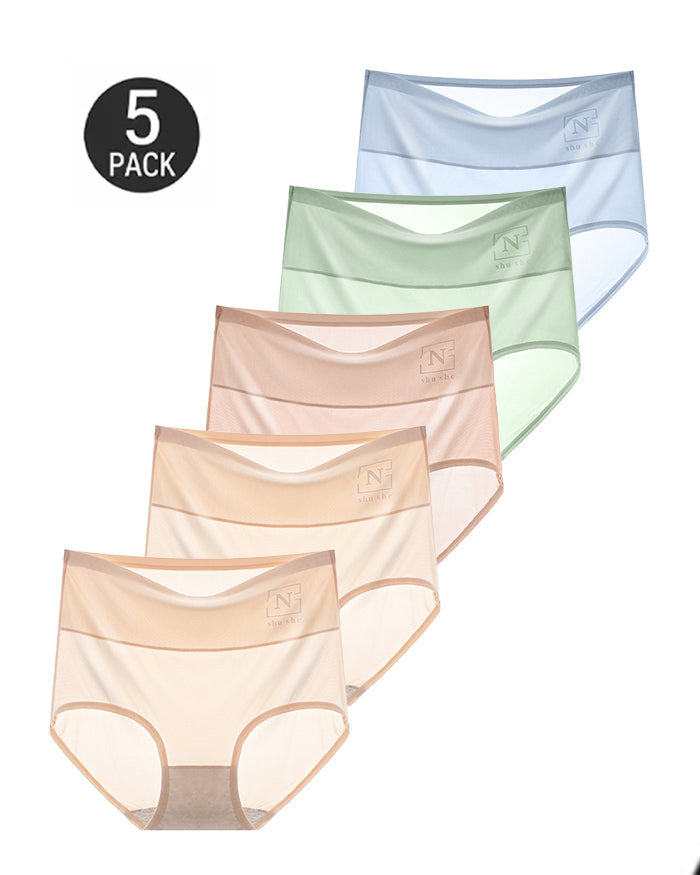 5-Pack High Waist Ice Silk Seamless Breathable Briefs