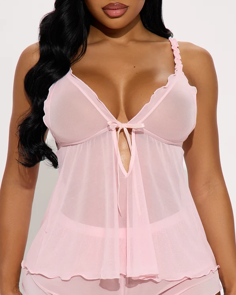 Sheer Mesh Loungewear Pajama Set