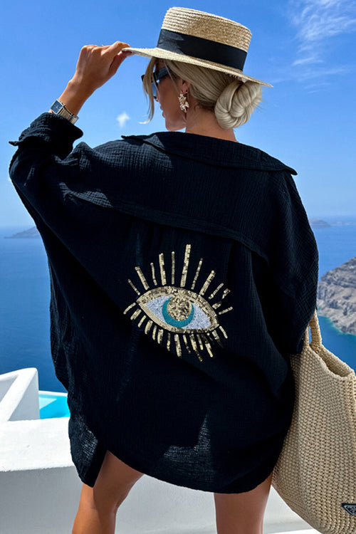 Summer Escapades Linen Sequin-Embroidered Top - 3 Colors