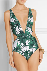 Backless Palm V-neck Swimwear