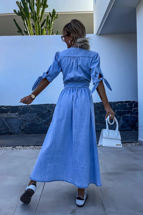 On This Sweet Day Button Down Denim Maxi Dress - 5 Colors
