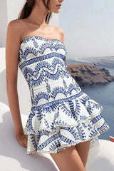 Sweet Like You Pleated Mini Dress - White&Blue