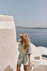 Island Style Wave Print Short Sleeve Suit