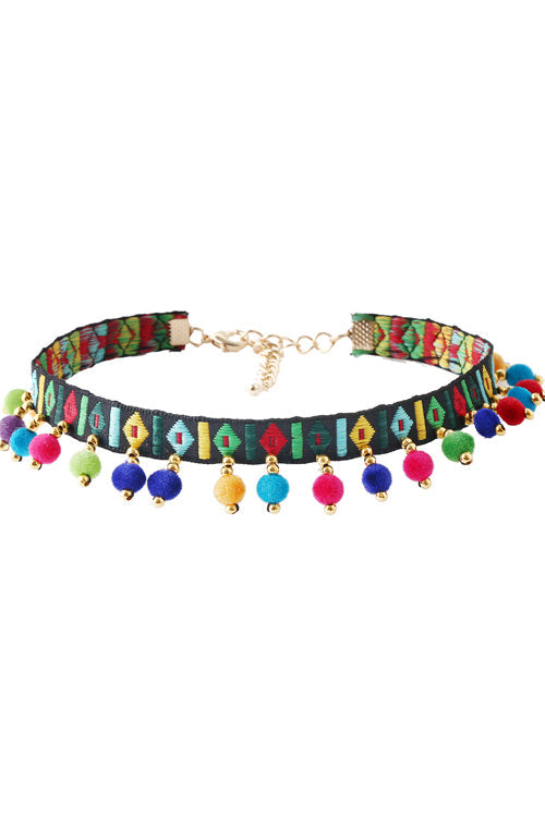Ethnic Fluffy Ball Choker