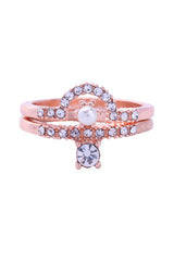 Rhinestone Heart Double Ring