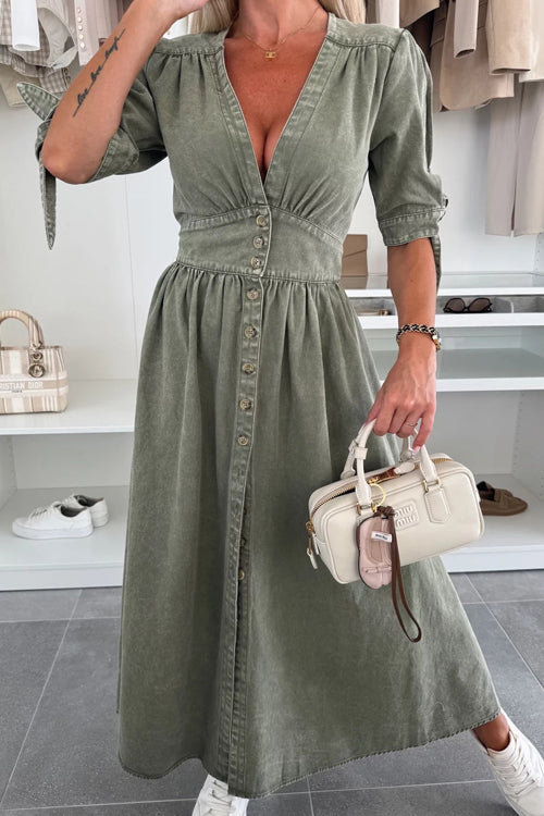 On This Sweet Day Button Down Denim Maxi Dress - 5 Colors