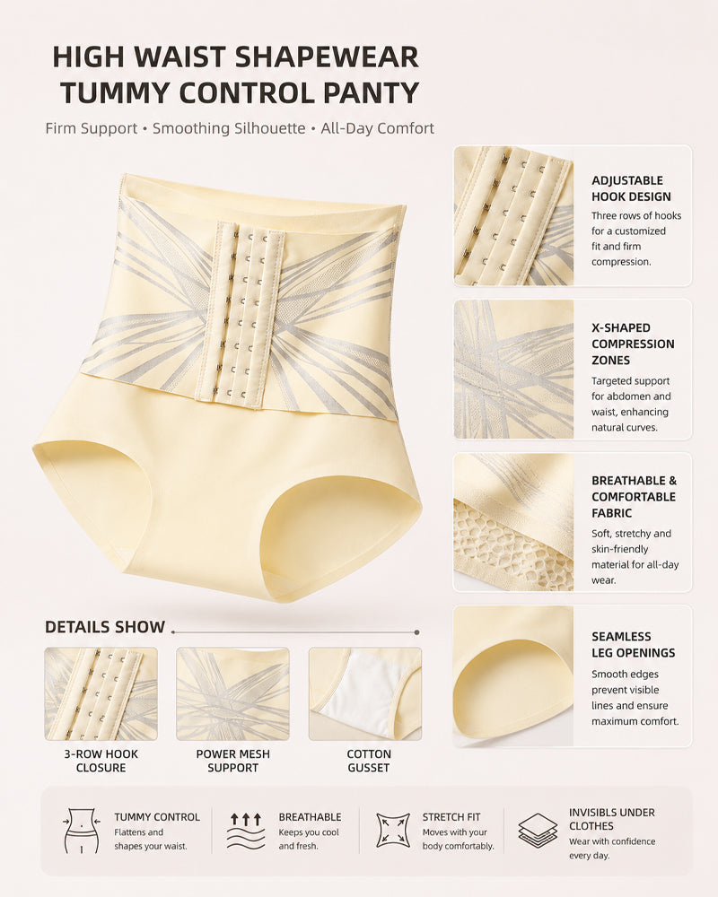 2-Pack Seamless Tummy Control Adjustable Hook-Up Shaping Panties