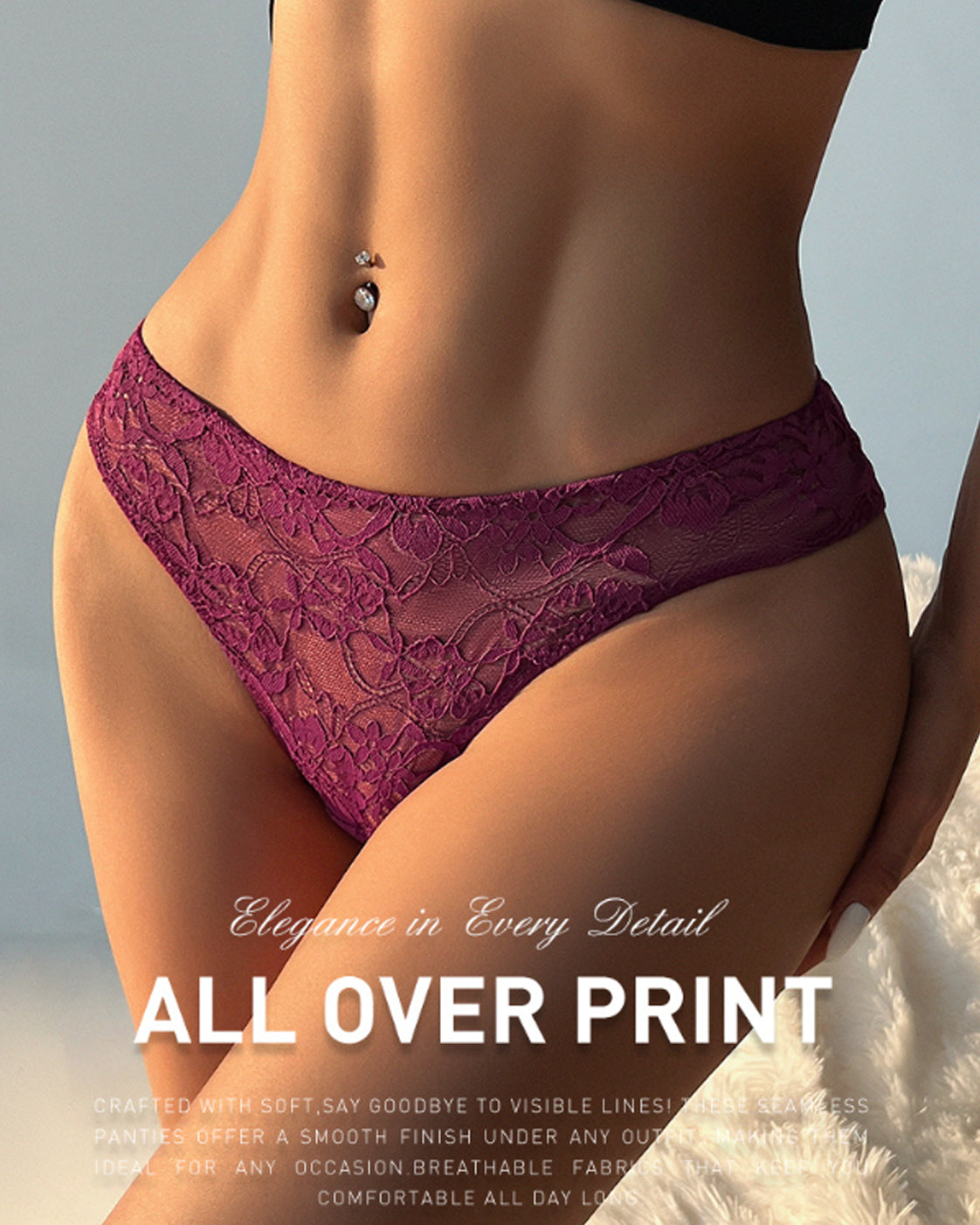 5-Pack Lace Openwork Seamless Thongs
