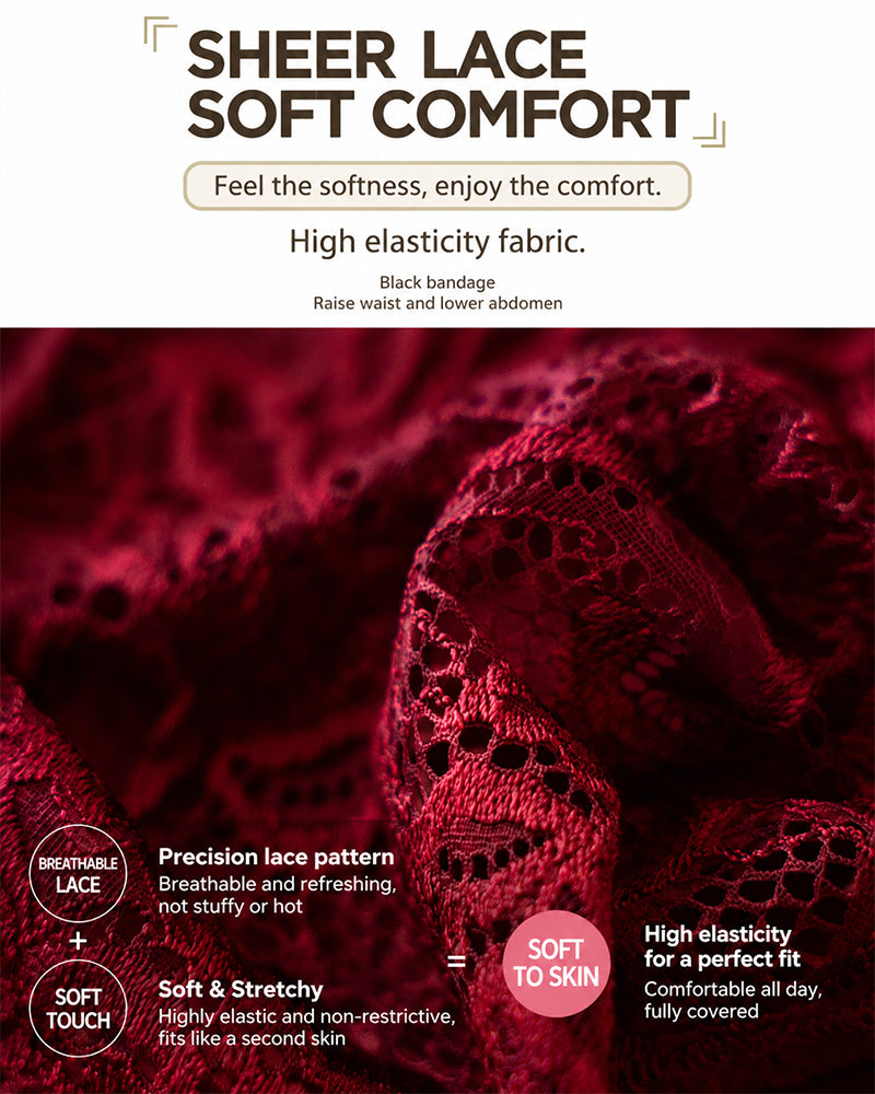 5-Pack Lace Openwork Cotton Crotch High Elastic Panties