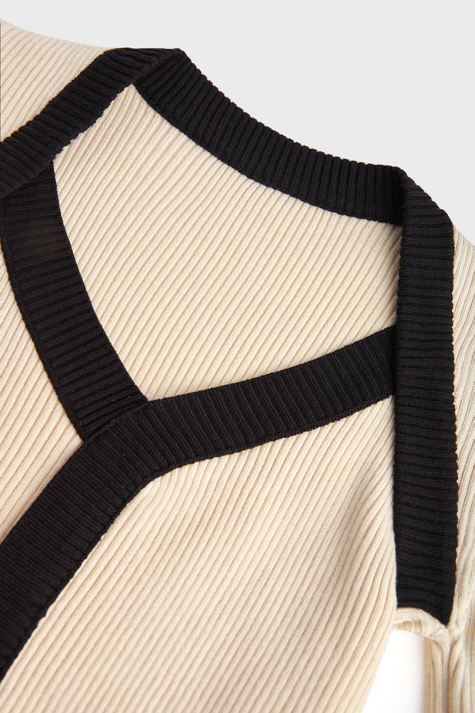 Ivory Ribbed Contrast Trim Sweater