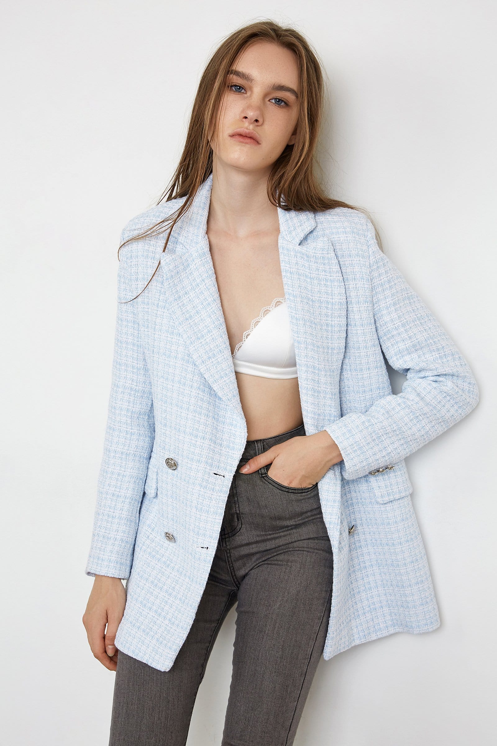Nella Light Steel Longline Blazer