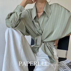 Satin Ballon Green Sleeve Blouse