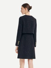 Tweed Fake Two-piece Woolen Dress
