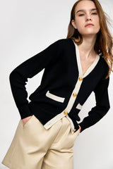 Lealia Black Contrast Knitted Cardigan