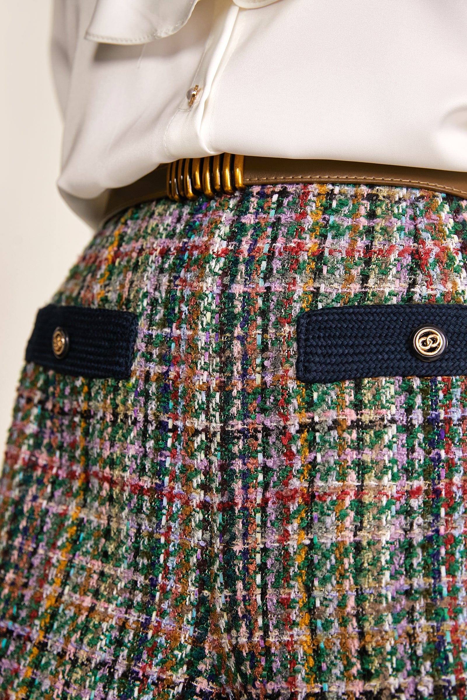 Multicolor High-Waisted Tweed Skort