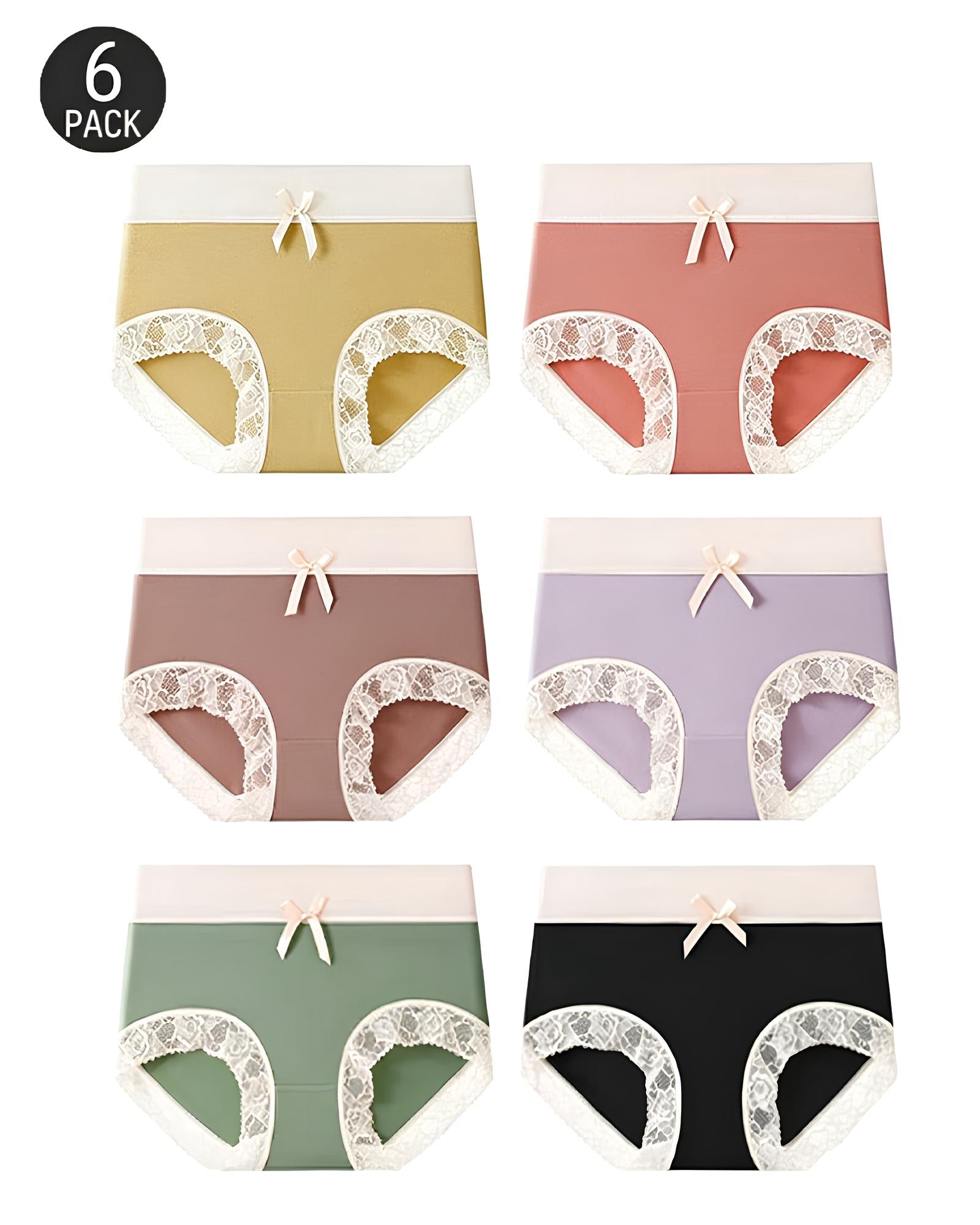 Multi-pack Pure Cotton Colorblock Lace-trimmed Seamless Panties