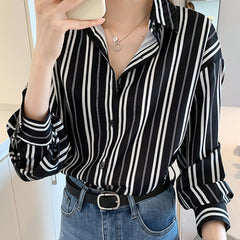 Royal Black Striped Cuff Shirt