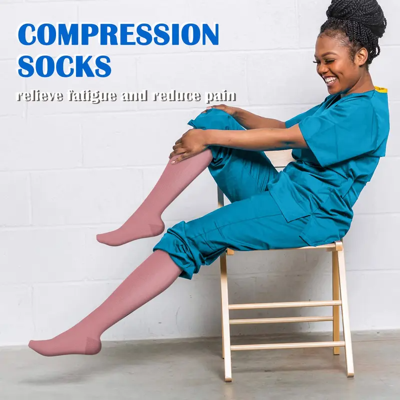 6 Pairs Of High-Elastic Breathable Calf Compression Socks For Sports and Fitness