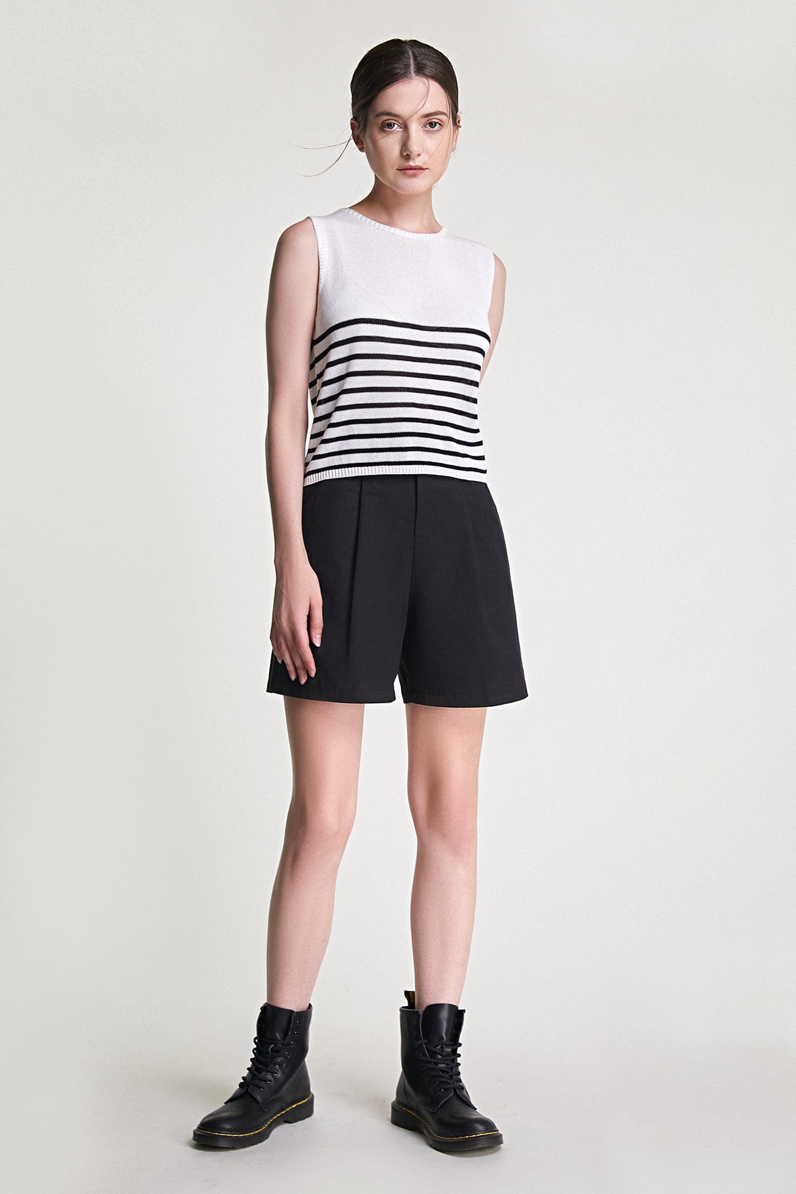 White Striped Knitted Tank Top