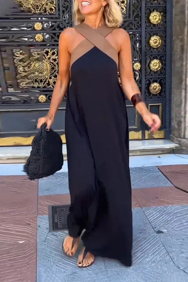 cross backless sleeveless dress