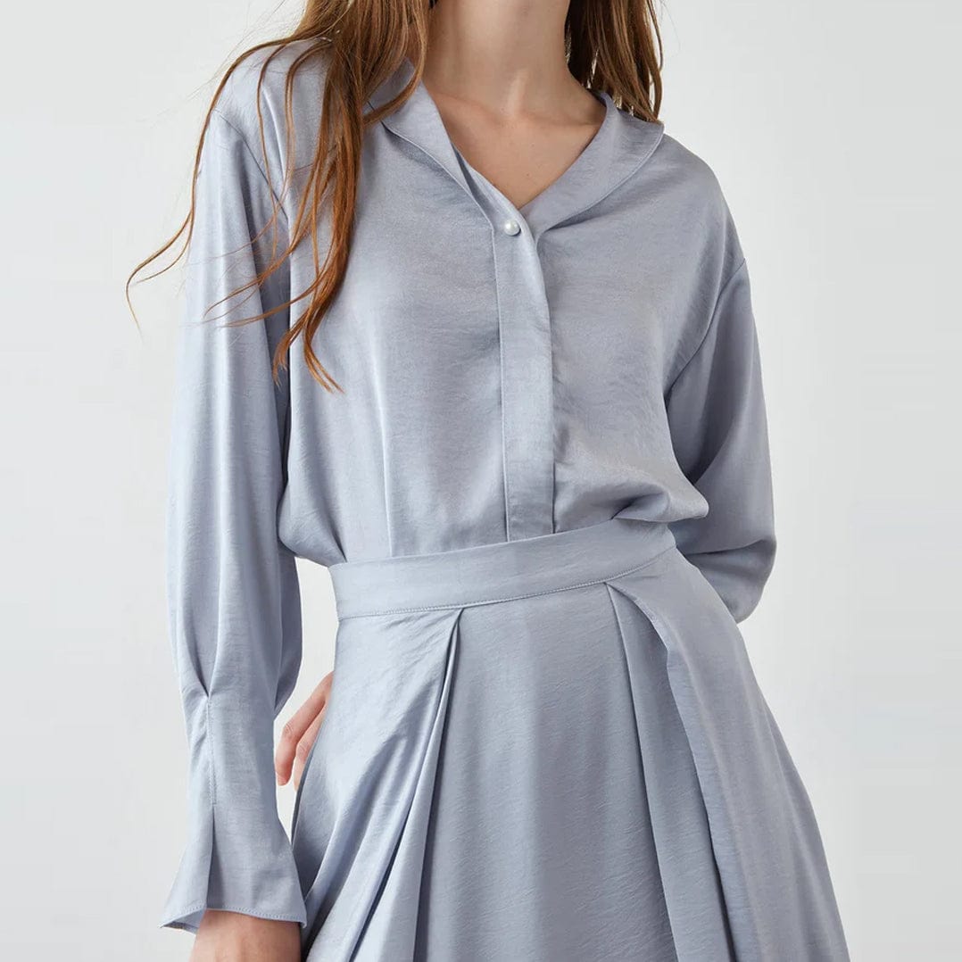 Keren Light Blue Puff Sleeve Shirt