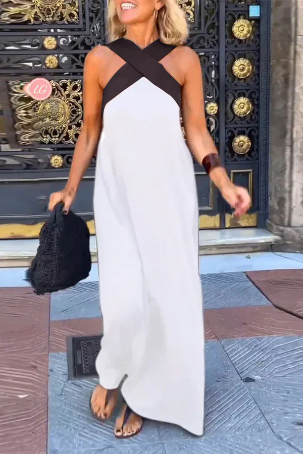 cross backless sleeveless dress