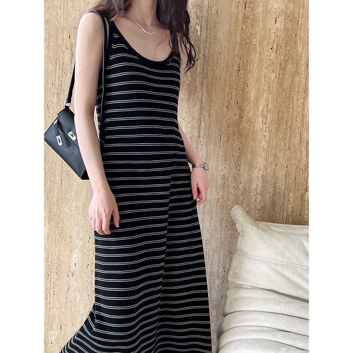 Contrasting Knitted Vest Skirt