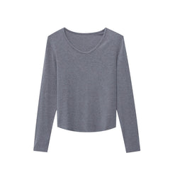 Simple Goose Egg Collar Slim Shoulder T-shirt Bottoming Shirt