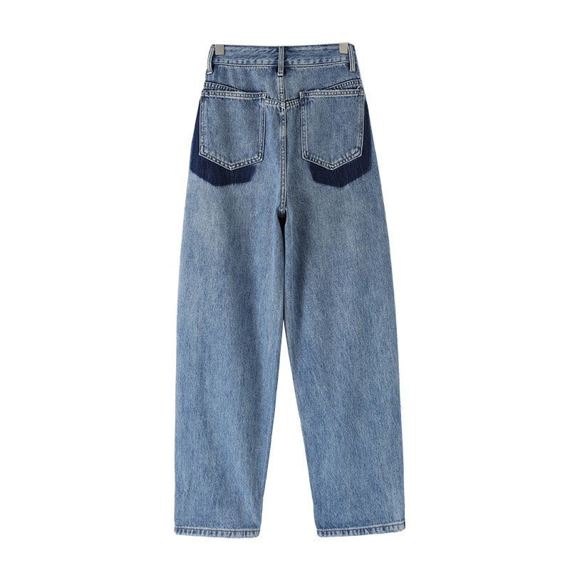 High Waist Wide-Leg Straight Jeans