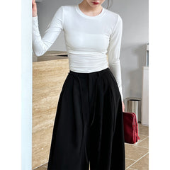 Round neck shoulder T-shirt